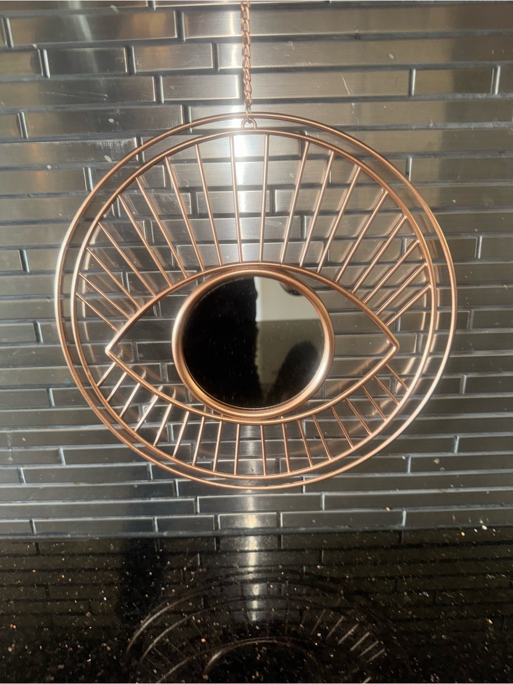 Eye-Shaped Wall Mirror in Bronze Finish - Brand: - Picture 2 of 3